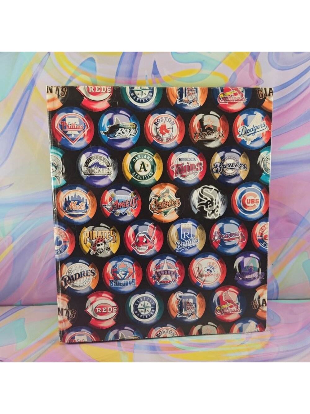 Baseball Card Album Binder, 1'' Early 2000s MLB Team Logos w/30 Sheets